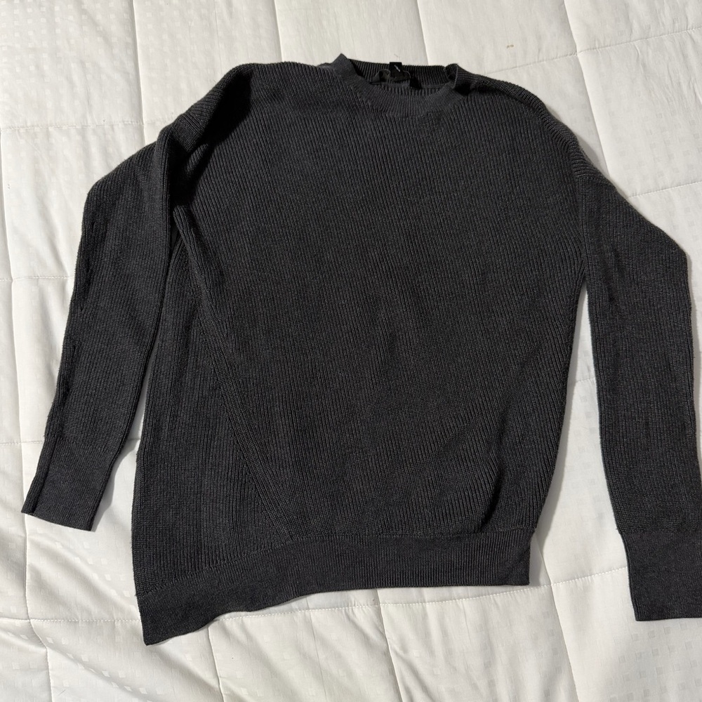Athleta Charcoal Crewneck Sweater with angled bottom. Size XXS